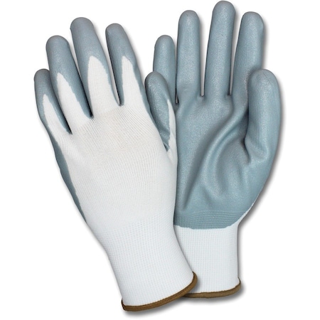 Gloves, Nitrile-Coated, 2X-Large, 12 PR/DZ, Gray/White, PK12